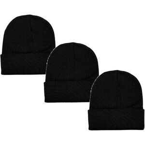 Black Beanie Hats for Baby Wool Winter Wear  Stretchable